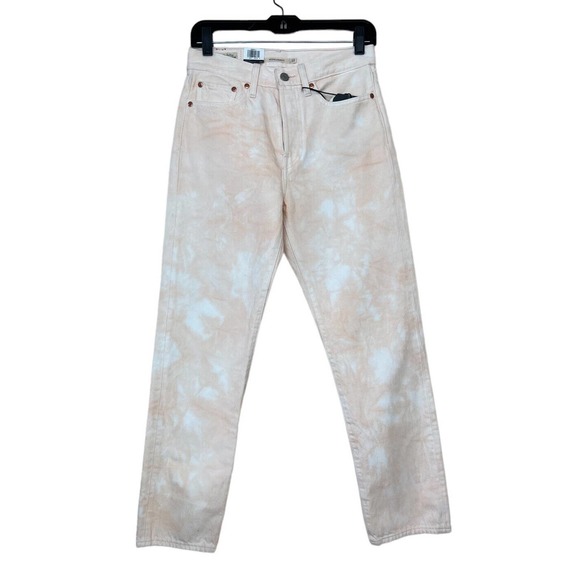 NEW Levis Wedgie Straight Jeans High Rise Denim Tie Dye Button Fly Pink Peach 27 - Picture 2 of 12